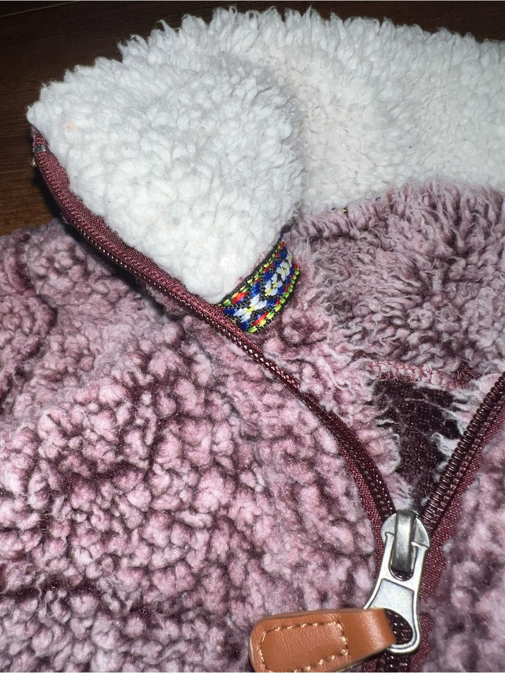 Kids Sherpa Plush Quarter-Zip Cozy Pullover - Dusty Mauve Size 9/10T - Picture 7 of 7